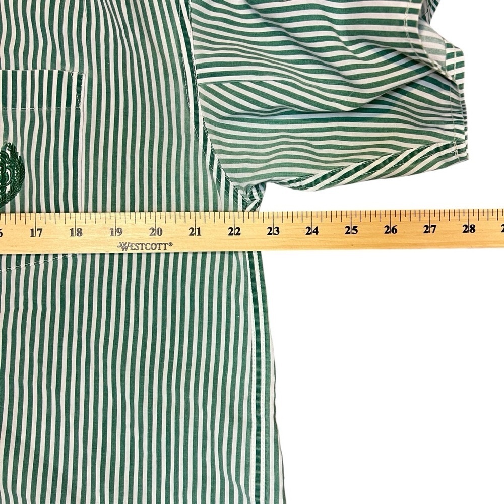 Separate Issue Short Sleeve Green Striped Collared Shirt Size XL - Picture 5 of 6